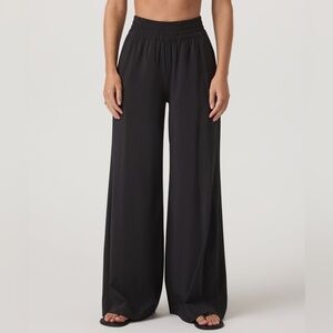 Vuori Villa Wide Leg Pants Black Pockets Womens XL Elastic Waist